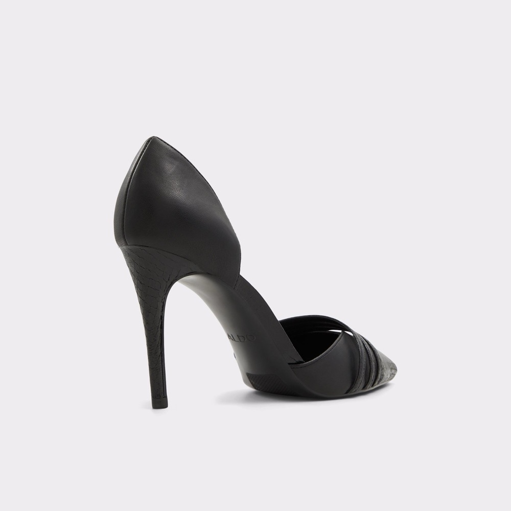 Aldo Caryy Black Faux Leather Snakeskin Stiletto Pump Heels - Picture 3 of 10